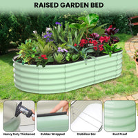 Potager surélevé Garvee, en métal ovale, avec revêtement aluminium-magnésium-zinc, pour le jardin, flexible, antirouille, résistant aux intempéries et durable.