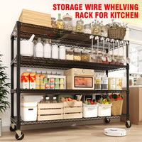 Étagère robuste Garvee 71 po H, capacité de 2 640 lb, 4 niveaux, acier, roulettes et pieds, pour garage et entrepôt, 59 po L x 17,7 po P, grise