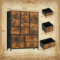 Garvee commode en tissu à 15 tiroirs, structure métallique, robuste et durable, 100 × 30 × 123 cm, chambre et salon, gris