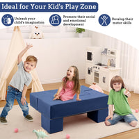 Canapé de jeu Garvee pour enfants, 6 pièces, modulable, bleu marine, revêtement en microfibre douce, mousse haute densité, idéal pour la salle de jeux, 99 x 51 x 41 cm