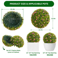 Boules de buis artificiel Garvee, lot de 2, 57 cm (22,4 pouces), résistantes aux intempéries et sans entretien, en polyéthylène vert, pour jardin et mariage.