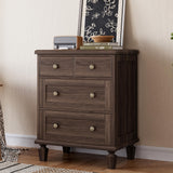 Garvee Commode Vintage 4 Tiroirs en Bois avec Poignées Sculptées et Pieds Effilés pour Chambre, Grande Capacité, Structure Stable, Sécurité Renforcée - Marron foncé