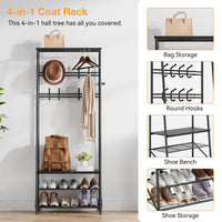 Garvee Porte-manteau et banc à chaussures 4 en 1, structure en métal et aspect bois – Rangement pour couloir, entrée et salon