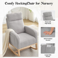 Garvee fauteuil à bascule en tissu Teddy avec dossier haut de 66 cm, ergonomique et stable, pour chambre d'enfant et salon
