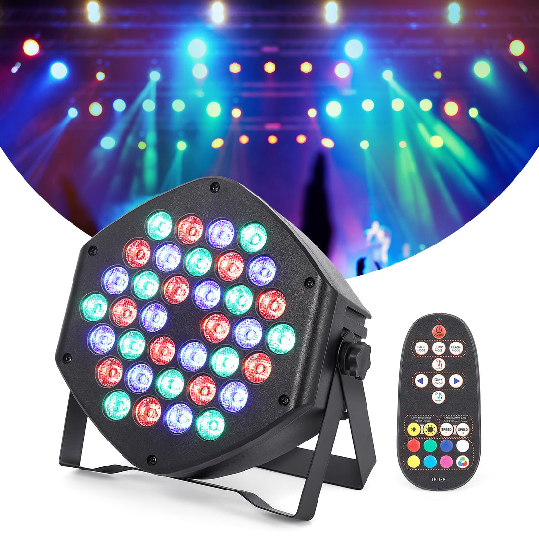 Projecteur LED Garvee, batterie rechargeable, projecteur PAR, éclairage de fête RGB 36 LED, éclairage de scène, télécommande flexible, contrôle DMX, multicolore