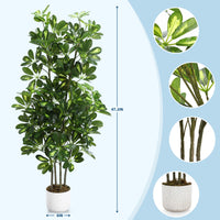 Arbre artificiel Schefflera Garvee de 120 cm avec feuilles en PEVA, facile d'entretien, pré-poté, pour l'intérieur (bureau, salon), vert