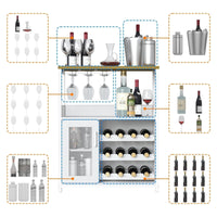 Meuble bar à vin Garvee, 3 niveaux avec casier à vin amovible pour cuisine et bar, 69 cm L x 35 cm P x 92 cm H, blanc, MDF robuste et fer