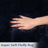Tapis Garvee bleu marine 2,4 x 3 m (8 x 10 pieds), velours moelleux 4 cm, polyester antidérapant et doux pour salon et chambre.