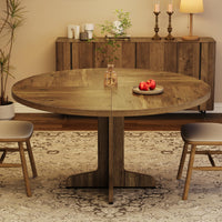 Garvee Table à manger ronde en bois 119 cm pour 4 à 6 personnes, structure robuste, pieds réglables, finition noire élégante, cuisine et salon