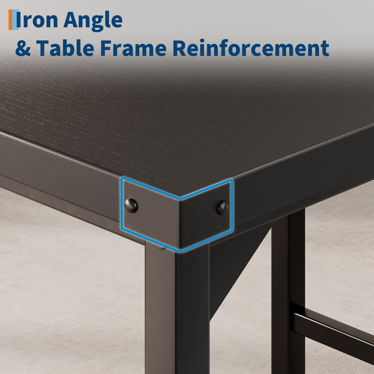Ensemble table et chaises Garvee pour 4 personnes avec repose-pieds et protections d'angle, hauteur comptoir, tabourets de bar rembourrés, structure en métal, plateau en bois, compact, pour cuisine et appartement, multicolore