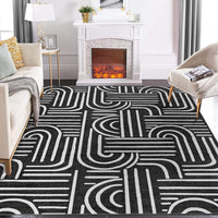 Tapis de salon Garvee 200x290 cm, lavable, antidérapant, à poils courts, gris, pour salon, chambre ou salle à manger