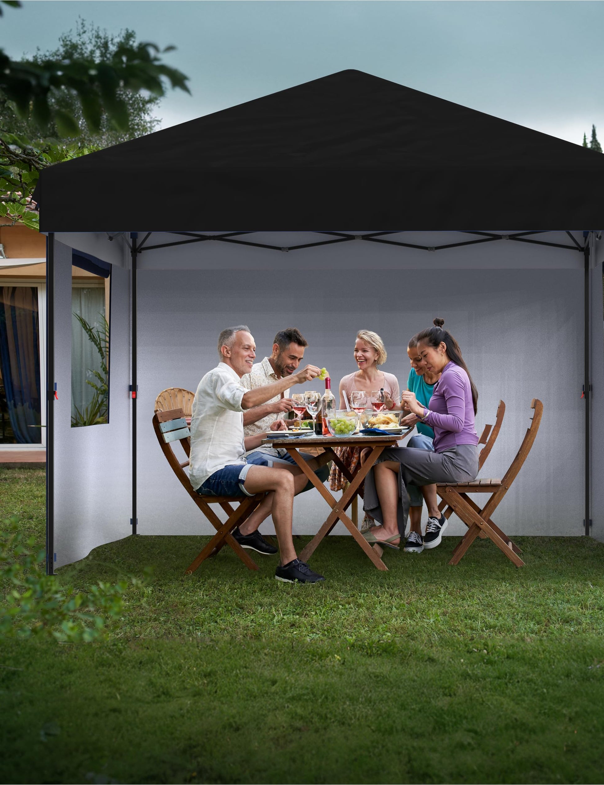 Pavillon pliant Garvee 3 x 3 m (10 x 10 pi) en tissu Oxford 210D, protection UPF 50+, imperméable, idéal pour le camping et les marchés, hauteur réglable, blanc