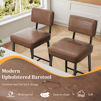 Ensemble de 2 tabourets de bar Garvee, 66 cm (26 po), similicuir, dossier ergonomique, pieds en métal, assise rembourrée, repose-pieds en forme de H, marron, pour îlot de cuisine et bar