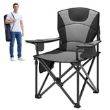Garvee Chaise de camping pliante noire, charge 200 kg, assise 64 cm, dossier haut rembourré, tissu Oxford 600×300D, jardin et plage - Noir