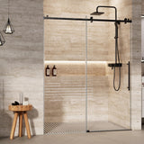 Garvee Porte De Douche En Verre Trempé 8 Mm, Ajustable 56-152 cm × 183 cm, Joint Étanche Aluminium, Inox, Sans Cadre, Salle De Bain, Noir, Carré