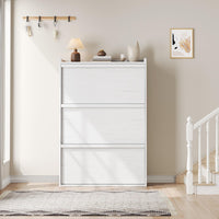 Meuble à chaussures Garvee avec 3 tiroirs abattants, étagère réglable, bois MDF, blanc, pour entrée et salon, gain de place, antidérapant, 80,5 cm x 25,9 cm x 117 cm