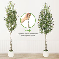 Garvee Olivier Artificiel 213 cm avec Pot Lesté au Ciment, Branches Ajustables, Décoration pour Maison et Bureau, Entretien Facile