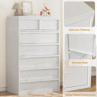Commode Garvee à 7 tiroirs offrant un grand espace de rangement pour la chambre et le salon, hauteur 117 cm, bois robuste, design moderne