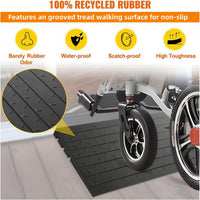 Garvee Rampe de trottoir en caoutchouc robuste 61 × 107 × 10 cm, hauteur 10 cm, pour allées, camions, bus et fauteuils roulants