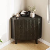 Garvee Meuble d'Angle de Ferme en Bois Industriel avec 3 Niveaux Ajustables, Robuste et Polyvalent, 80 × 40 × 78 cm, Noir, pour Salon et Cuisine - Noir