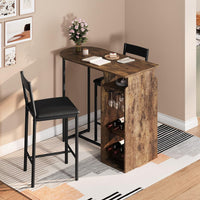 Ensemble table et chaises de bar Garvee pour 2 personnes avec casier à vin et coussins en velours, multifonctionnel et peu encombrant pour la cuisine et la salle à manger, moderne et confortable.