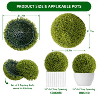 Garvee Lot de 2 boules de buis artificielles 55 cm en PE, résistantes aux UV et aux intempéries, pour jardin et mariage, vertes
