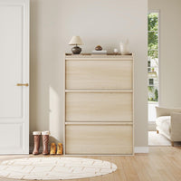 Meuble à chaussures Garvee avec 3 compartiments pliables, étagère réglable, en MDF, pour entrée et salon, 80,5 x 26 x 117 cm, blanc