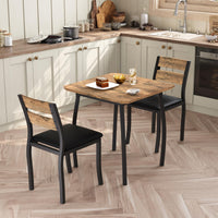 Ensemble de salle à manger Garvee 3 pièces pour 2 personnes avec structure en métal et plateau en MDF, compact, couleurs rétro, idéal pour les petites cuisines et les appartements.