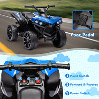 Garvee Quad électrique enfant 6 V avec éclairage LED, musique et conduite sécurisée, bleu, dès 3 ans