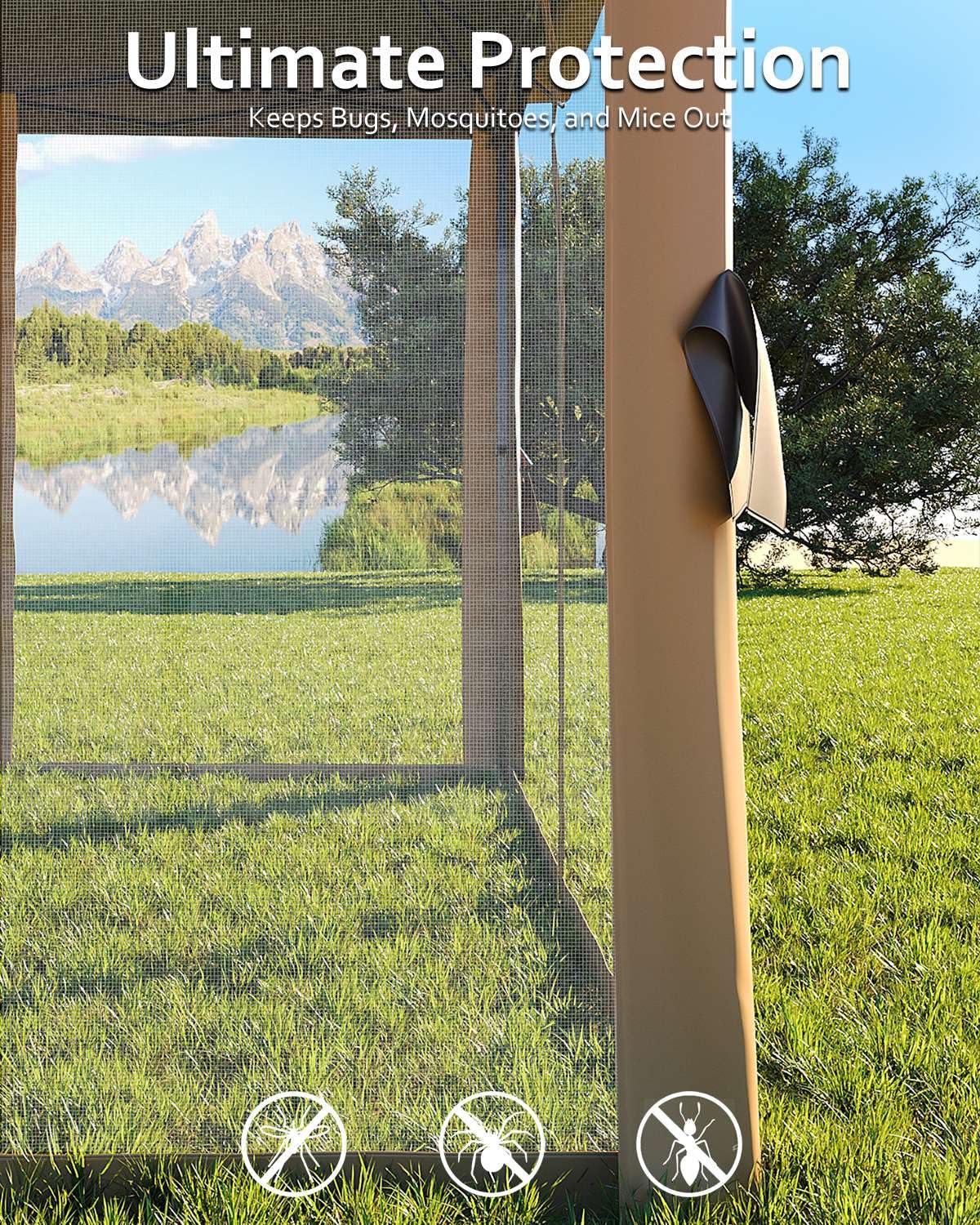 Garvee Tonnelle Pliante 335 x 335 cm avec Moustiquaire, Métal Anticorrosion, Hauteur Réglable, pour Jardin, Terrasse et Camping