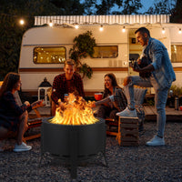 Garvee Brasero extérieur à fumée réduite 66cm, avec bac à cendres, pieds réglables et tisonnier, acier carbone noir pour barbecue et camping