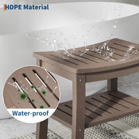 Banc de douche Garvee en PEHD avec étagère pour salle de bain et baignoire, aspect bois, imperméable, résistant aux rayures, polyvalent
