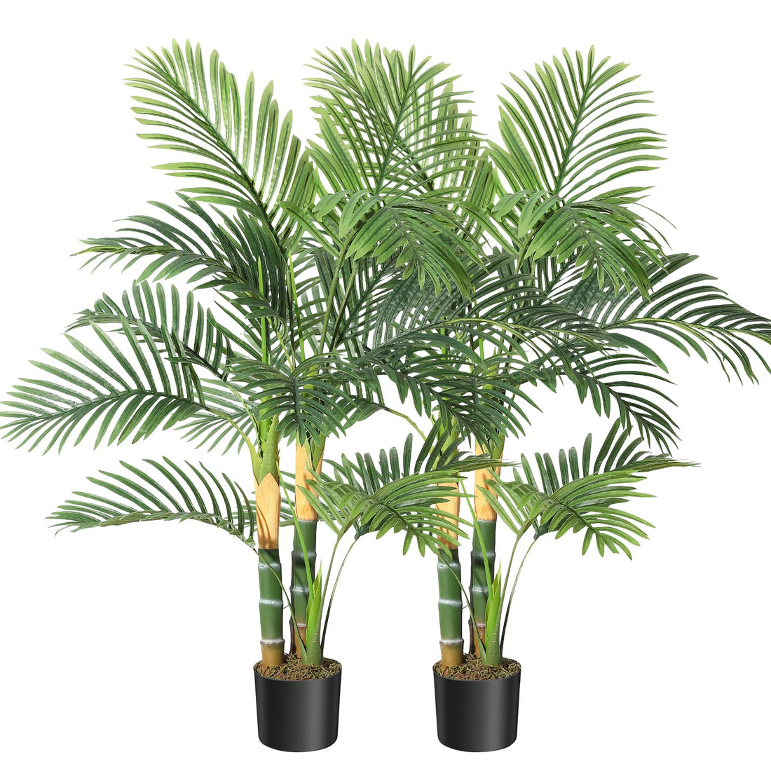 Palmier artificiel doré Garvee 120 cm, plante tropicale réaliste, feuilles ajustables, matériaux PVC et PE, base stable, décoration intérieure et extérieure