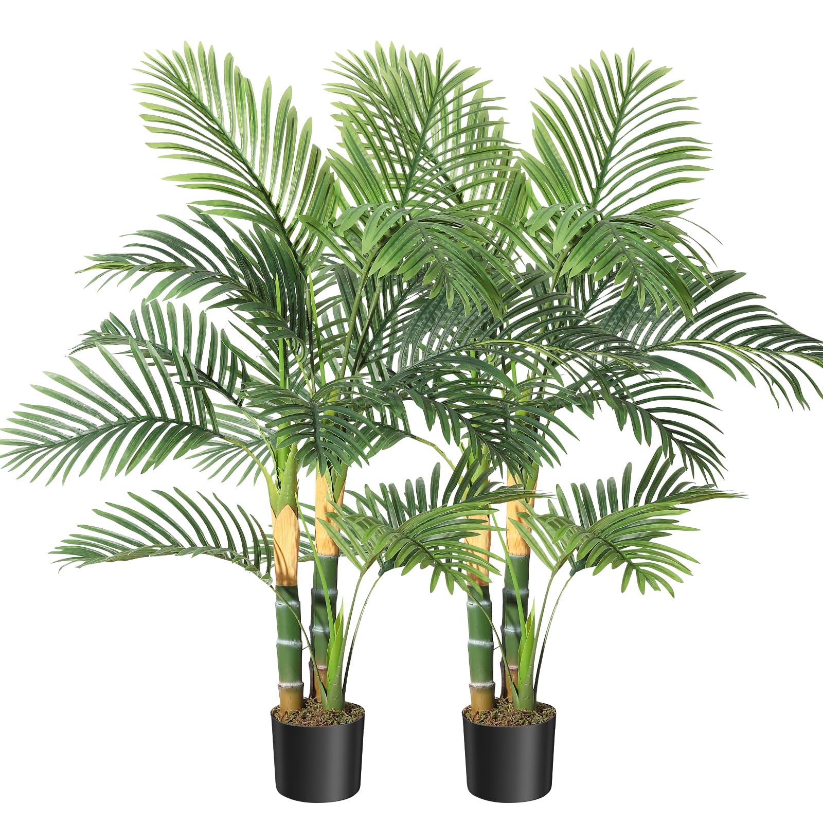 Palmier artificiel doré Garvee 120 cm, plante tropicale réaliste, feuilles ajustables, matériaux PVC et PE, base stable, décoration intérieure et extérieure