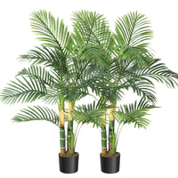 Palmier artificiel doré Garvee 120 cm, plante tropicale réaliste, feuilles ajustables, matériaux PVC et PE, base stable, décoration intérieure et extérieure