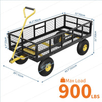 Garvee Chariot de jardin 408 kg avec parois amovibles, pneus 25 cm, structure acier robuste et poignée rotative 180°, pour jardin et ferme