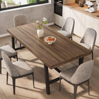 Table de salle à manger industrielle Garvee en bois pour 6 à 8 personnes, avec structure métallique robuste, pieds réglables, 180 cm (70,87 po), finition brun rustique.