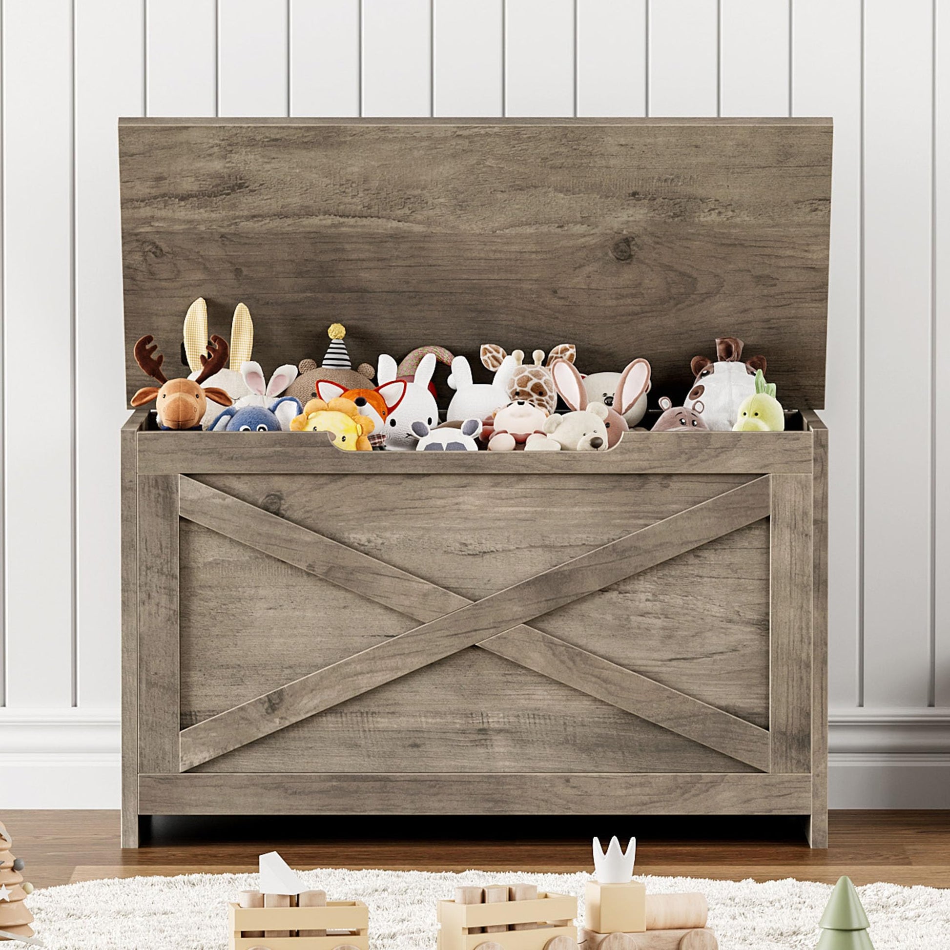 Banc de rangement en bois Garvee 30 pouces avec verrou de sécurité pour salon et chambre, grand, robuste et polyvalent