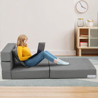 Canapé-lit pliable Garvee avec oreillers, mousse à mémoire de forme, multifonctionnel pour salon et bureau, 182 x 71 x 15 cm, gris