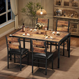 Garvee Ensemble de table à manger 5 pièces, table 110 × 70 × 76 cm et 4 chaises rembourrées, bois et métal, brun rustique