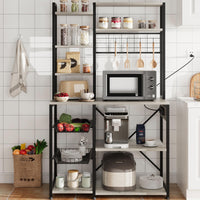 Étagère de cuisine Garvee Baker avec prise électrique, 7 niveaux, métal et bois, pour cuisine et coin café, grise, 90 x 40 x 178 cm