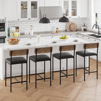 Garvee Lot de 4 tabourets de bar avec dossier rembourré et repose-pieds, style industriel. Pour cuisine, salle à manger, bureau. 37x42x95 cm. Vintage.