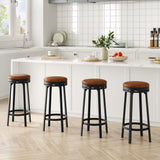 Garvee Tabouret de Bar Pivotant 360° 78 cm, Similicuir PU, Structure Métal, Repose-Pieds, Chaise Haute pour Cuisine et Bar, Noir - Marron