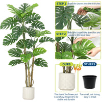 Plante artificielle Monstera Garvee de 1,80 m en polyester de haute qualité, décoration intérieure pour salon ou bureau, verte