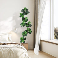Garvee Ficus lyrata artificiel 213 cm en forme de S, pot blanc, feuilles en soie réalistes et branches ajustables, intérieur et extérieur