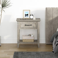 Ensemble de 2 tables de chevet Garvee grises avec tiroir, 2 niveaux de rangement, bois robuste, pour chambre et salon, 50 x 40 x 60 cm, gris