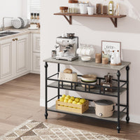 Garvee Console étroite 109 cm à 3 niveaux, étagères effet bois gris rustique, structure métallique, pour salon, couloir et chambre