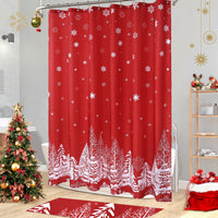 Rideau de douche Garvee Kerst, motif sapin de Noël et flocons de neige, imperméable, 182 x 183 cm, rouge, décoration de salle de bain