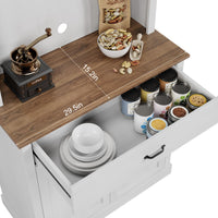 Garvee meuble de cuisine, 180 cm de haut, avec étagères réglables et façade en verre blanc, pour micro-ondes et salle à manger