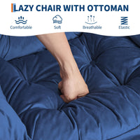 Fauteuil relax Garvee avec ottoman, repose-pieds pliable, structure en acier, ergonomique, bleu foncé, pour salon et bureau